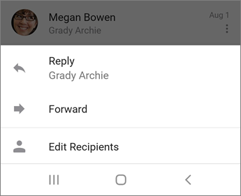 מענה לדואר אלקטרוני ב-Outlook mobile