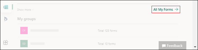 קישור אל 'כל הטפסים שלי' עבור Microsoft forms ב- Office.com