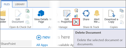 מחיקת יישום מהספריה 'יישומים עבור SharePoint' בקטלוג היישומים