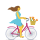 אישה רוכבת על סמל הבעה של אופניים