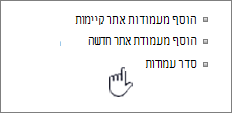 סדר העמודות ' תוכן אתר ' נבחר