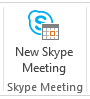 לחצן 'פגישת Skype חדשה' ברצועת הכלים של Outlook