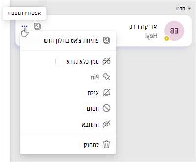 תפריט אפשרויות צ'אט