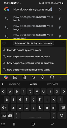 חיפוש עמוק של Microsoft SwiftKey1