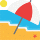 סמל הבעה של חוף עם מטריה