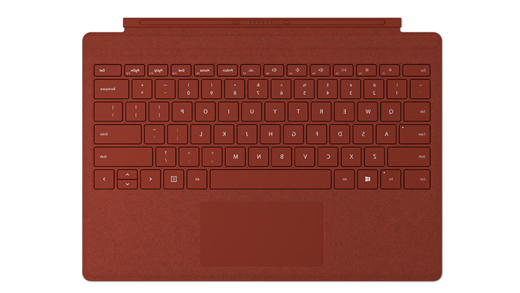 A Surface Pro Signature Type Cover in poppy red.