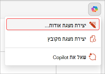 צילום מסך של לחצן Copilot מעל שקופית PowerPoint.