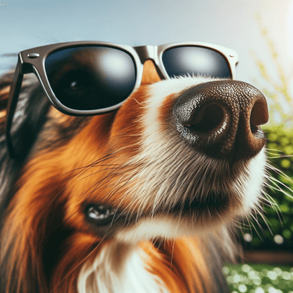 תמונה שנוצרה על-ידי בינה מלאכותית של כלב מרכיב משקפי שמש