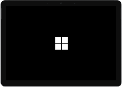 מסך שחור עם סמל Windows במרכז.