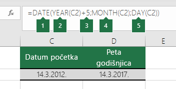 Izračun datuma na temelju drugog datuma