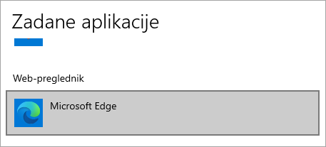 Zadani preglednik u pregledniku Microsoft Edge