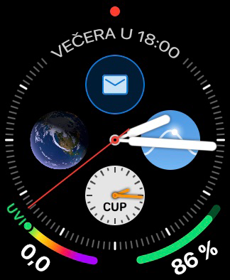 Brojčanik sata Apple Watch s prikazom informacija programa Outlook
