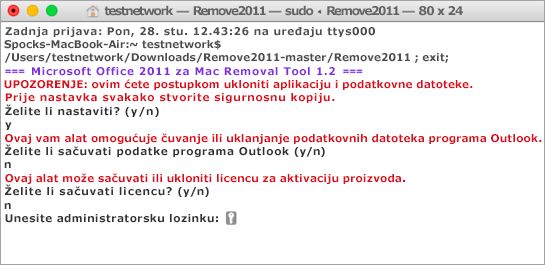 Pokrenite alat Remove2011 pomoću kontrole + klikom da biste otvorili.