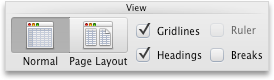 Layout tab, View group