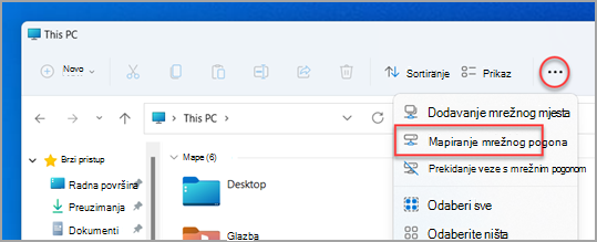 Gdje pronaći mapiranje mrežnog pogona u Windows 11 eksploreru za datoteke