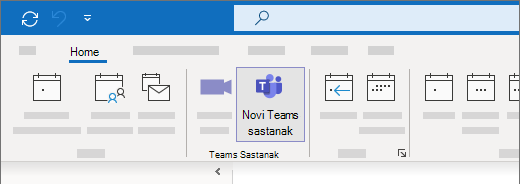 New Teams Meeting selection in Kalendar programa Outlook view