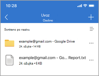 Uvoz snimke zaslona datoteke