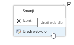 Izbornik za uređivanje web-dijela je istaknut