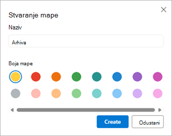 U dijaloškom okviru Stvaranje mape upišite željeni naziv mape.