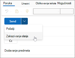 Korištenje mogućnosti Zakazivanje slanja u novom programu Outlook za Windows
