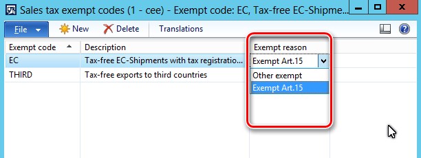 This image shows you to identify tax transactions which should be reported with different exemption reason.