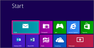 Početni zaslon sustava Windows 8 s pločicom Pošta