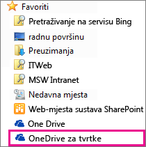 Mapa servisa OneDrive za tvrtke