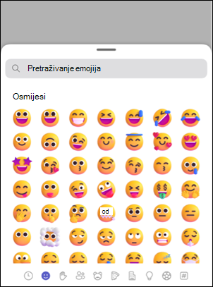 Birač reakcije emotikona u aplikaciji Teams