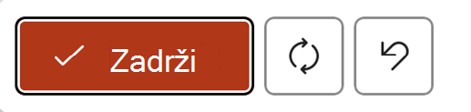 Izbornik koji se prikazuje kada generirate ili prebrišete sadržaj pomoću gumba Copilot u programu PowerPoint "Zadrži", "Obnovi" i "Odbaci".