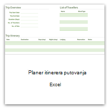 Planer putovanja za Excel