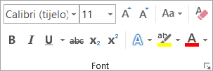 Mogućnosti oblikovanja u grupi Font