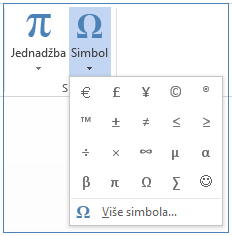 Na izborniku Simbol kliknite Više simbola.