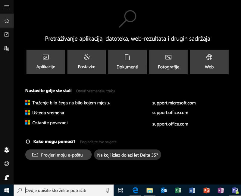 Pretraživanje u sustavu Windows 10