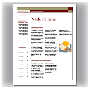 First page of pre-designed newsletter