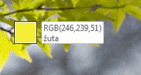Brojevi za RGB boje odabrani pomoću alata za uzorkovanje kapaljkom