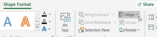 Align command on the Shape Format tab