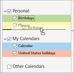 Premještanje kalendara unutar grupe
