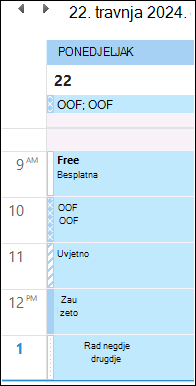 OOF u boji kalendara programa Outlook nakon ažuriranja