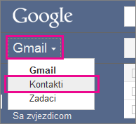 Google Gmail – kliknite Kontakti