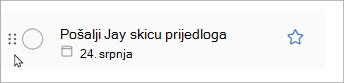 Odaberite i držite točke na zadatku i povucite zadatak prema gore ili dolje po popisu da biste promijenili redoslijed.