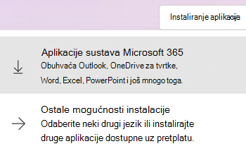 Instaliranje aplikacija na Microsoft365.com