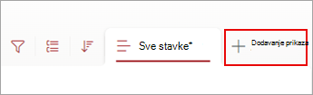 Snimka zaslona naredbe Dodaj prikaz na naredbenoj traci.