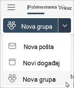 Na vrpci odaberite novu grupu > novu grupu