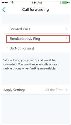 Skype za tvrtke za iOS – istodobno zvono na zaslonu