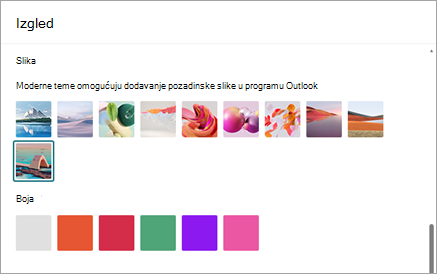 Pristupite temama ulazne pošte iz odjeljka Postavke > općenito > izgledu