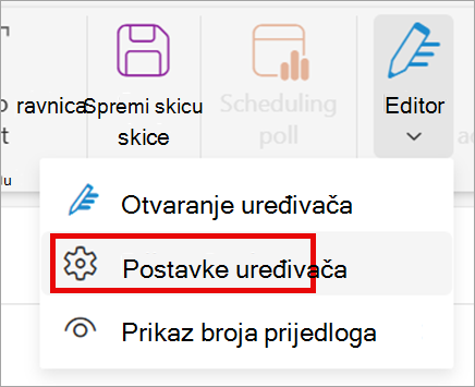 Na vrpci odaberite Uređivač > postavke uređivača.