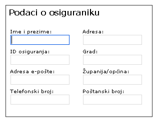Section containing text boxes