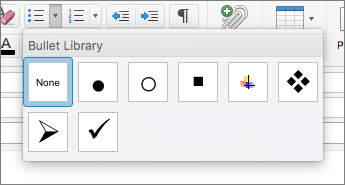 Dostupne mogućnosti stila grafičkih oznaka u biblioteci grafičkih oznaka u programu Outlook za Mac.