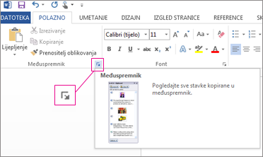 Otvaranje međuspremnika sustava Office u programu Word 2013