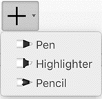Pretplatnici na Office 365 mogu pomoću tinte crtati u tri različite teksture: olovkom, kemijskom olovkom ili markerom